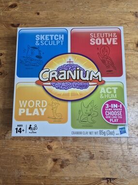 Cranium 3 In 1 Sketch Sculpt Board Game New Act Word Play Ages 14+ Complete